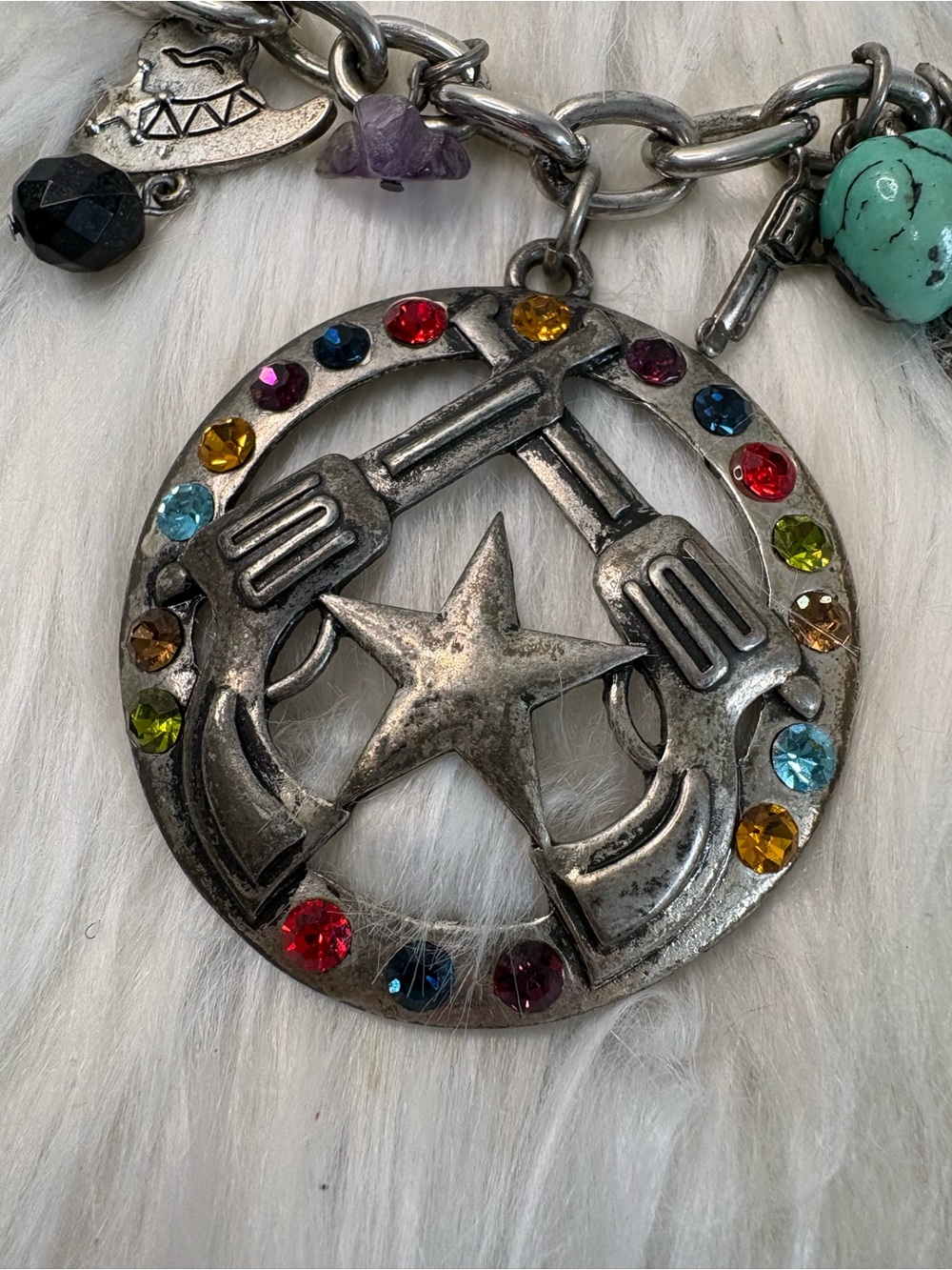 Multicolor Charm Statement Necklace with Star & jewel Pendant - Picture 5 of 5